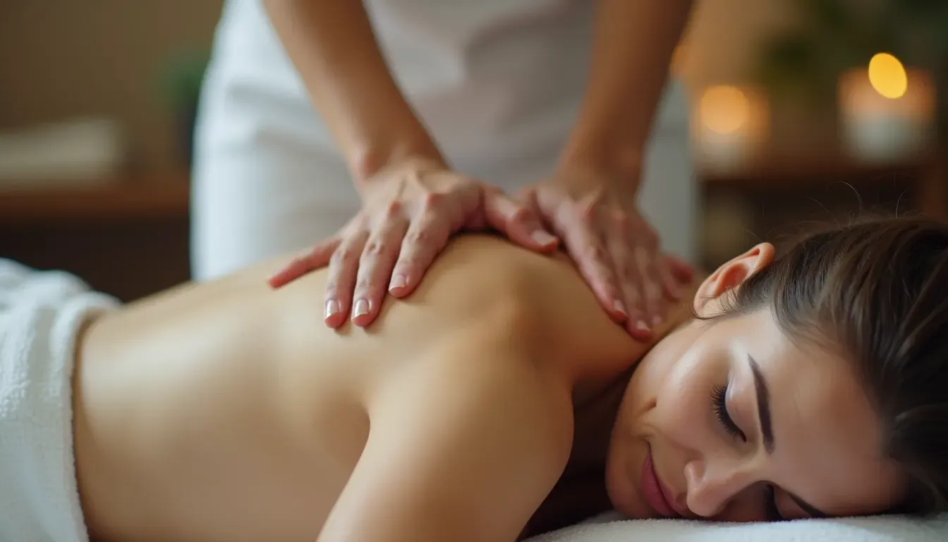 Close-up view of a massage therapy session in progress